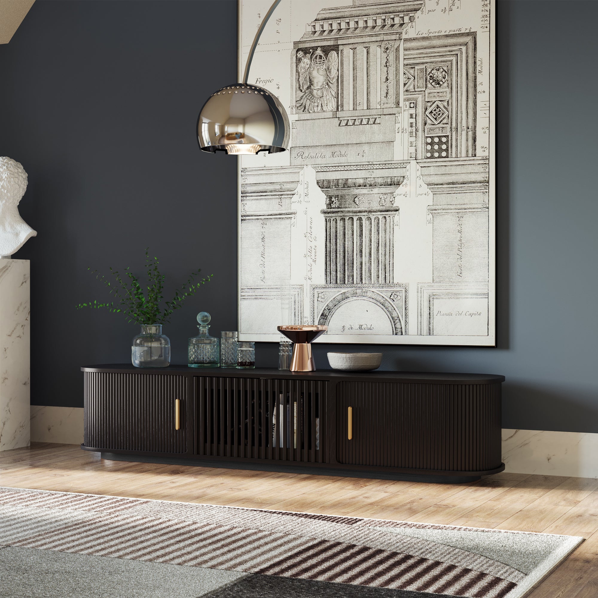 Solvra Mid-Century Tambour Door TV Stand