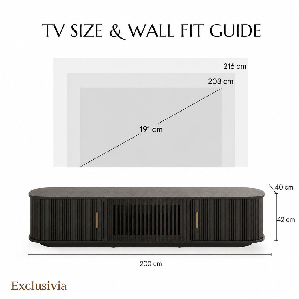 Solvra Mid-Century Tambour Door TV Stand