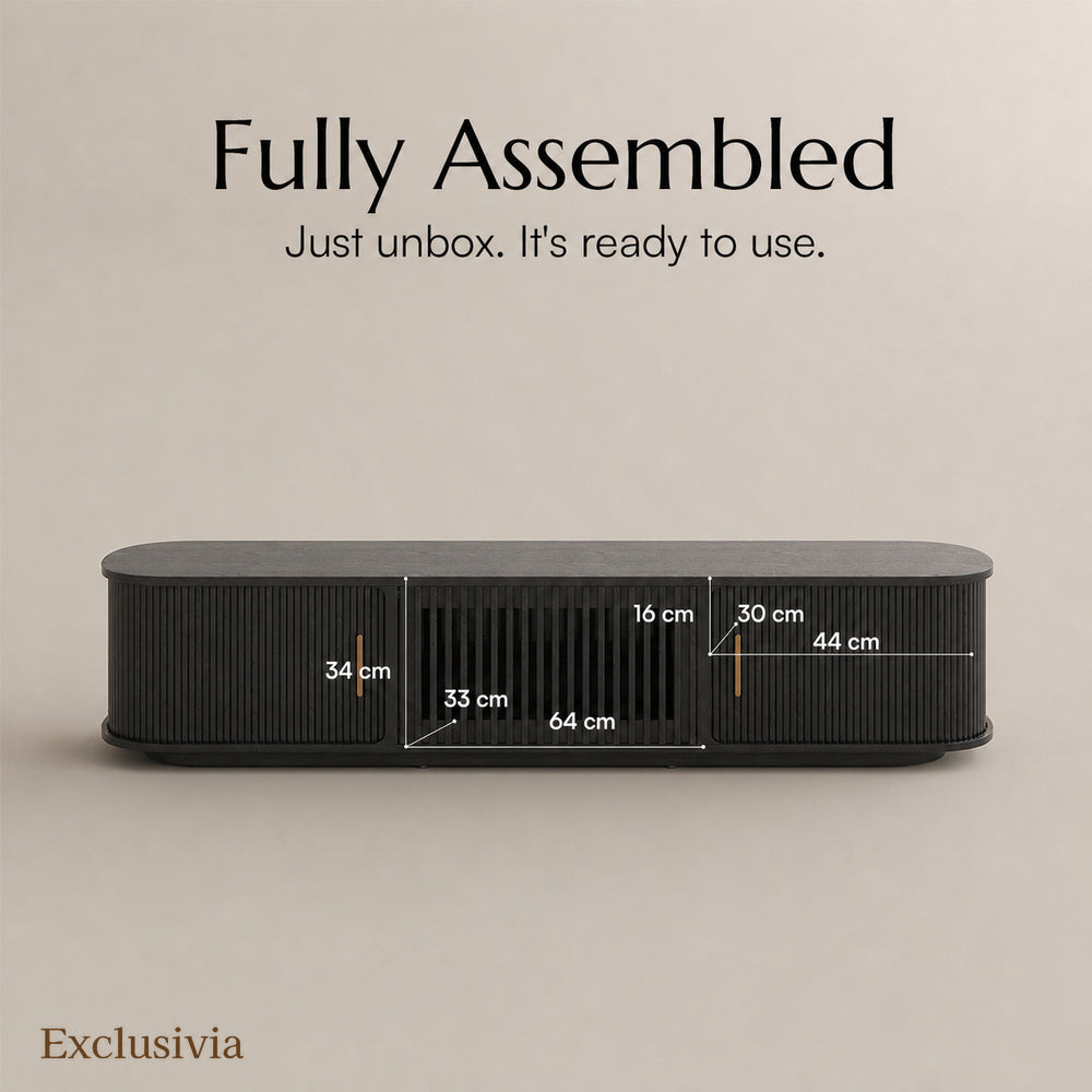 Solvra Mid-Century Tambour Door TV Stand