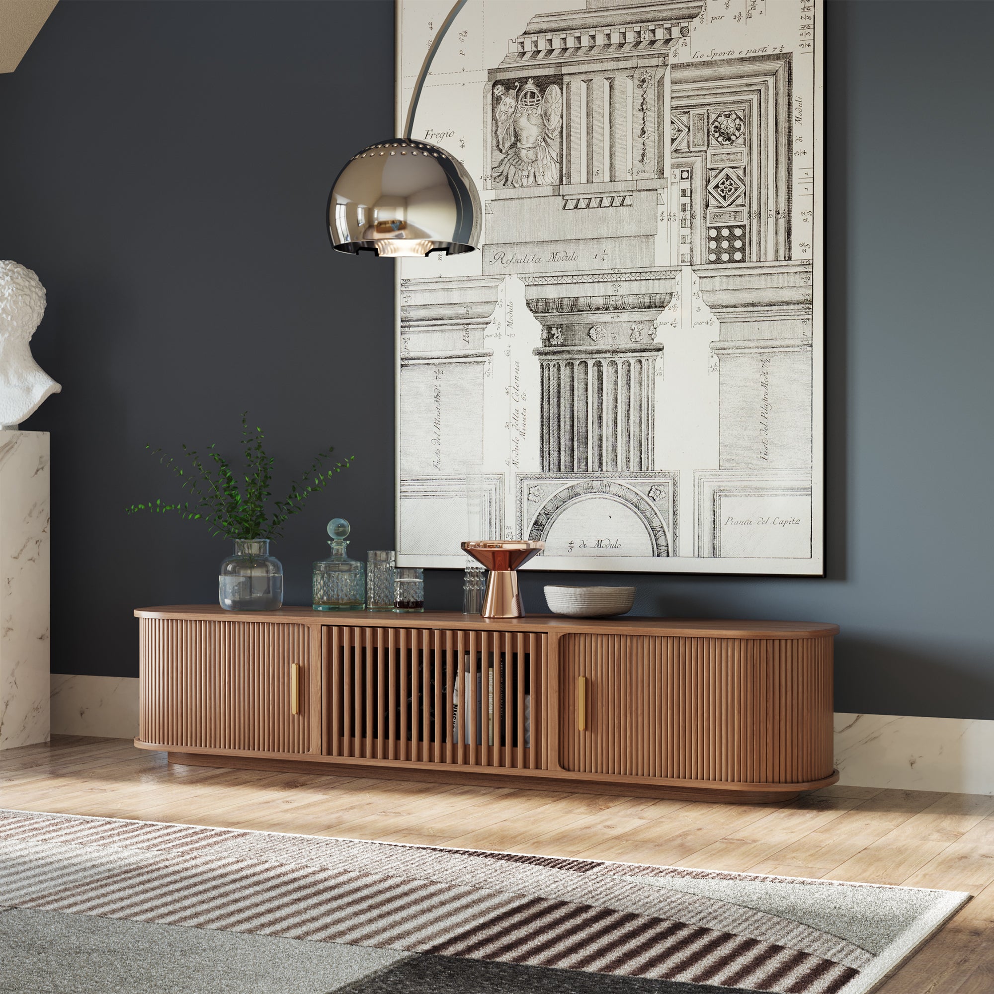 Solvra Mid-Century Tambour Door TV Stand