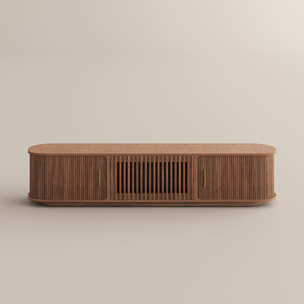 Solvra Mid-Century Tambour Door TV Stand