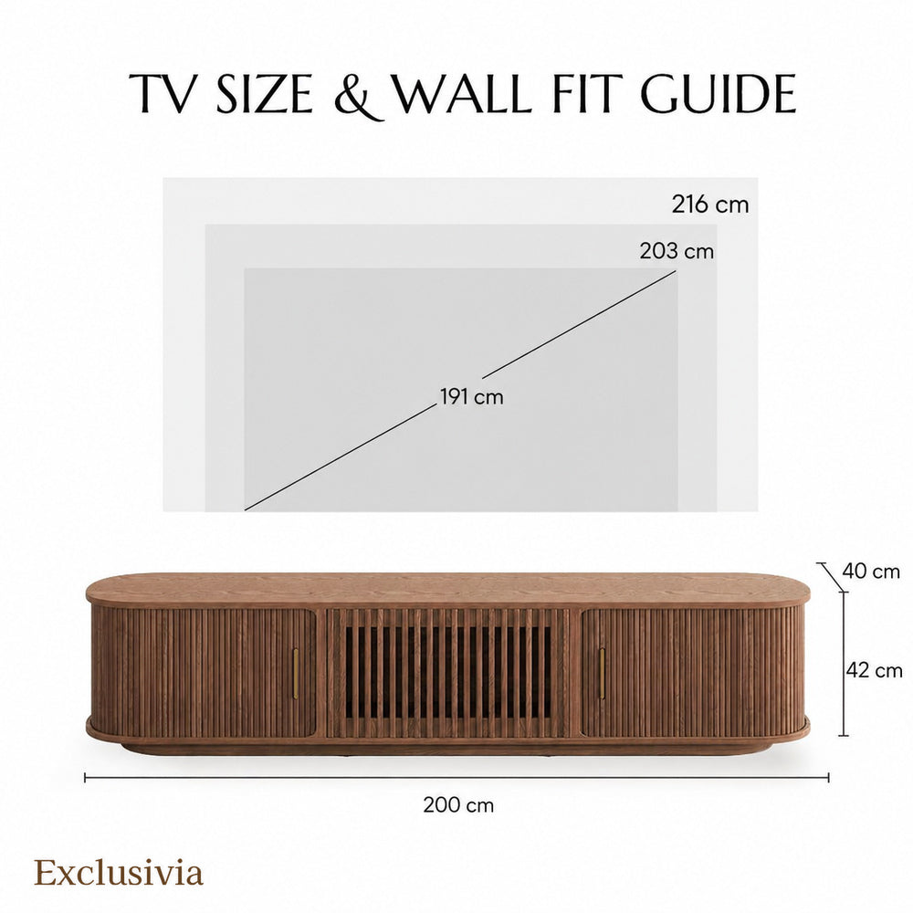 Solvra Mid-Century Tambour Door TV Stand
