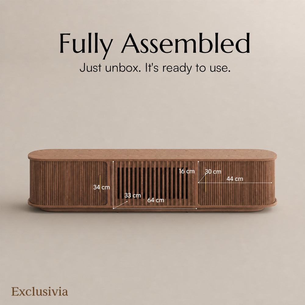 Solvra Mid-Century Tambour Door TV Stand