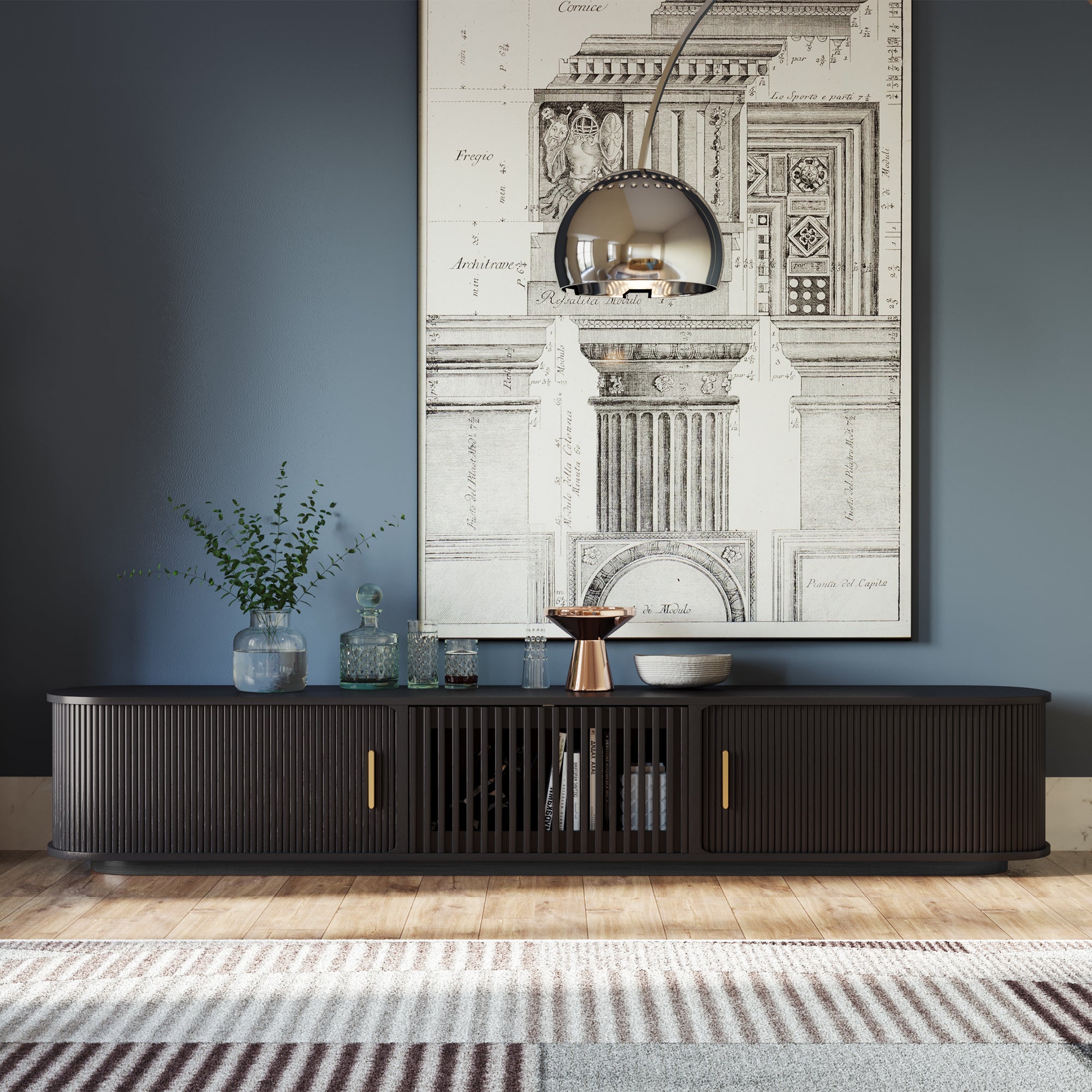 Solvra Mid-Century Tambour Door TV Stand