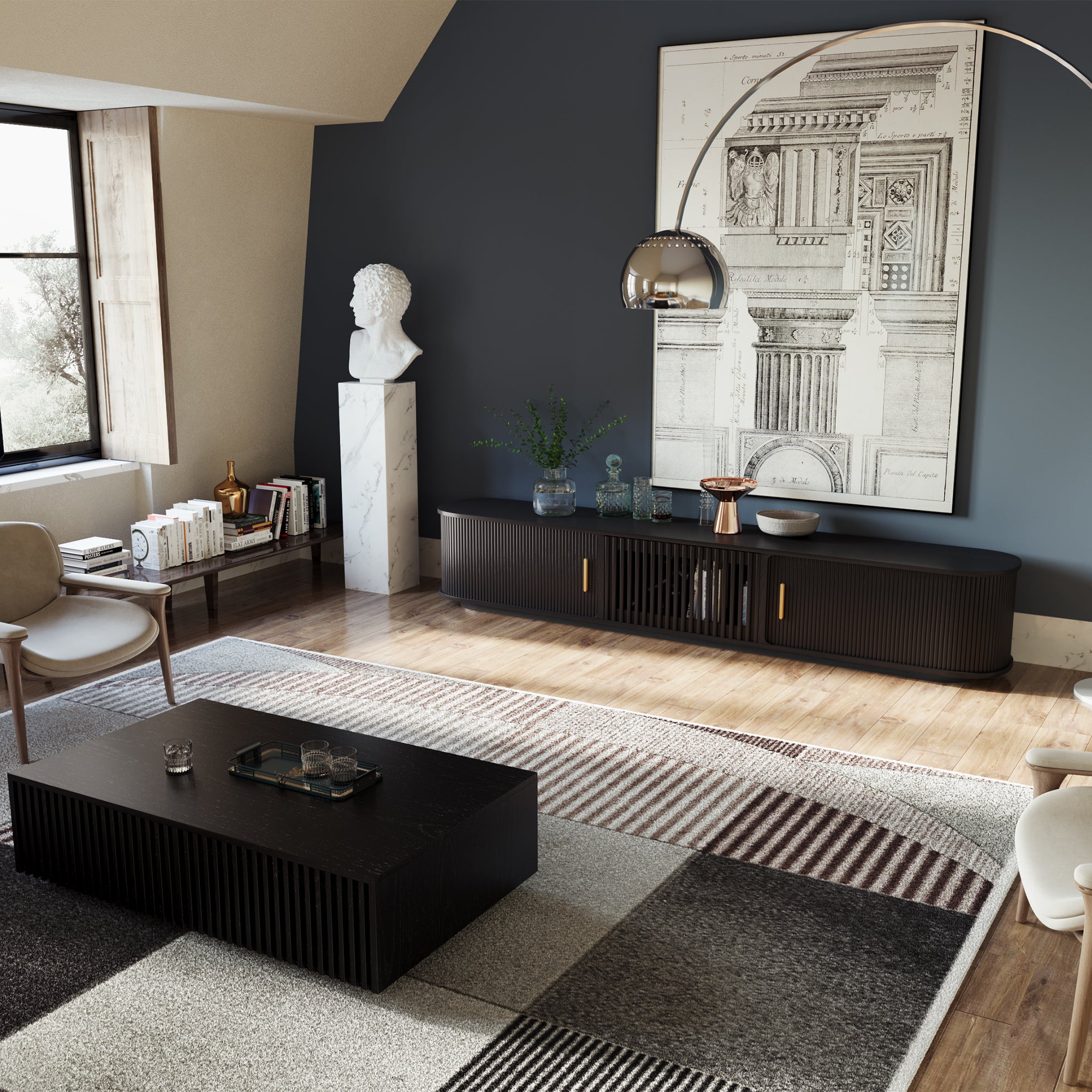 Solvra Mid-Century Tambour Door TV Stand