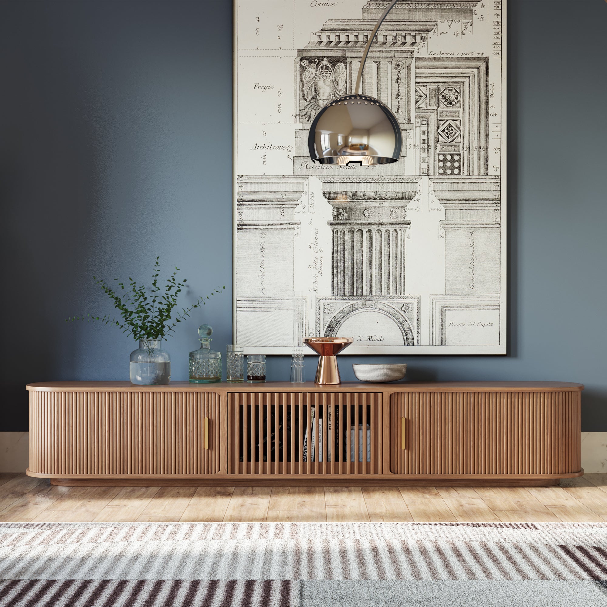 Solvra Mid-Century Tambour Door TV Stand