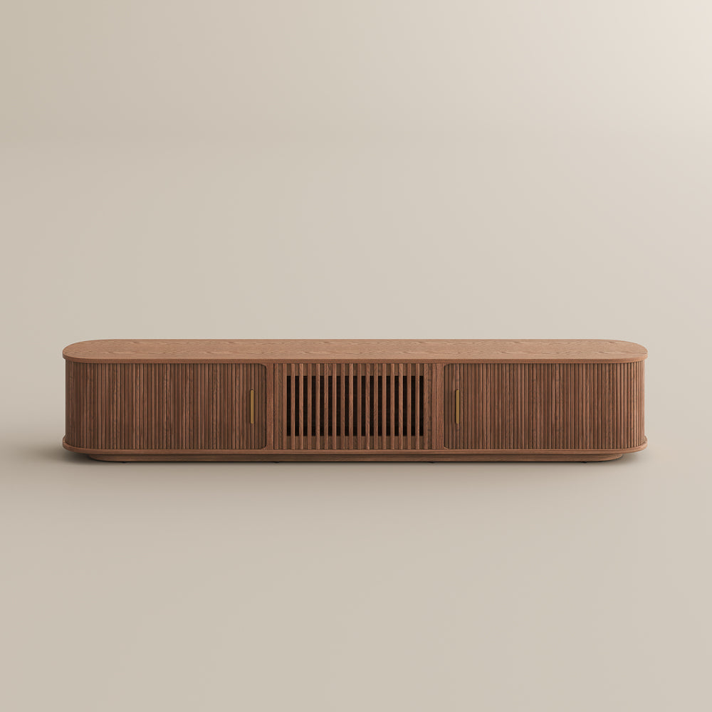 Solvra Mid-Century Tambour Door TV Stand