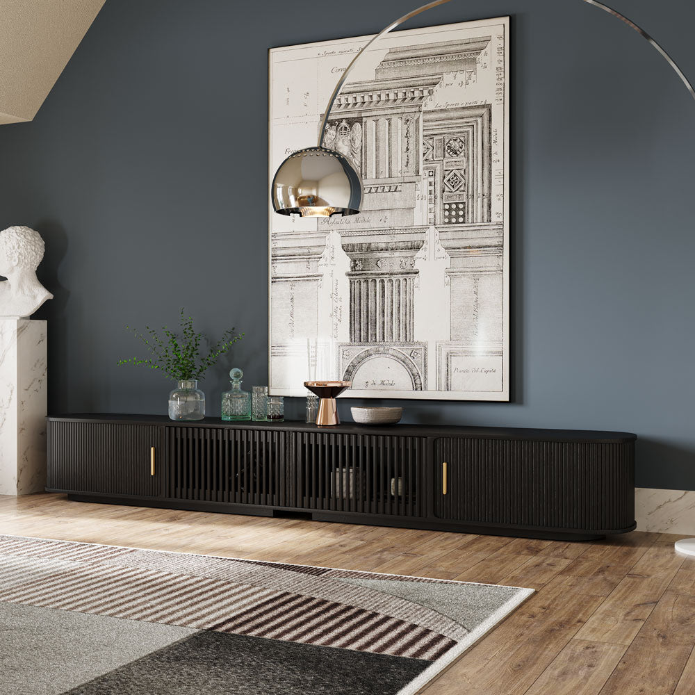 Solvra Mid-Century Tambour Door TV Stand