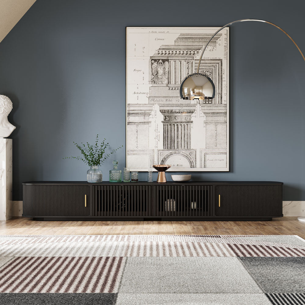 Solvra Mid-Century Tambour Door TV Stand