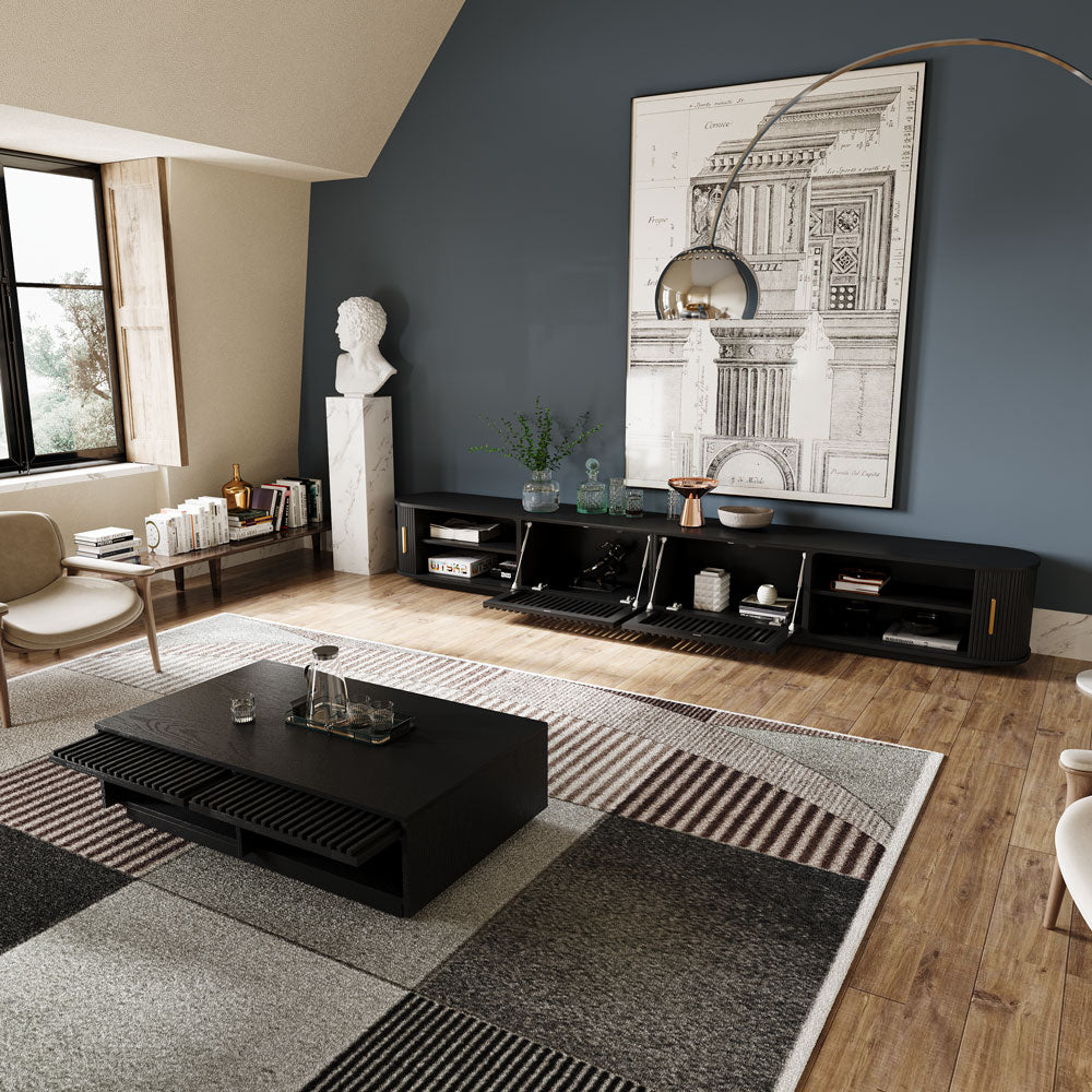 Solvra Mid-Century Tambour Door TV Stand