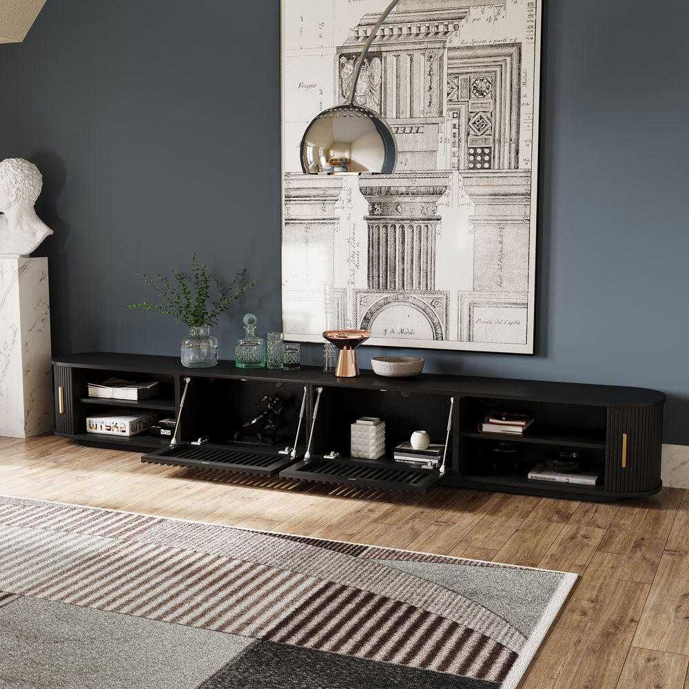 Solvra Mid-Century Tambour Door TV Stand