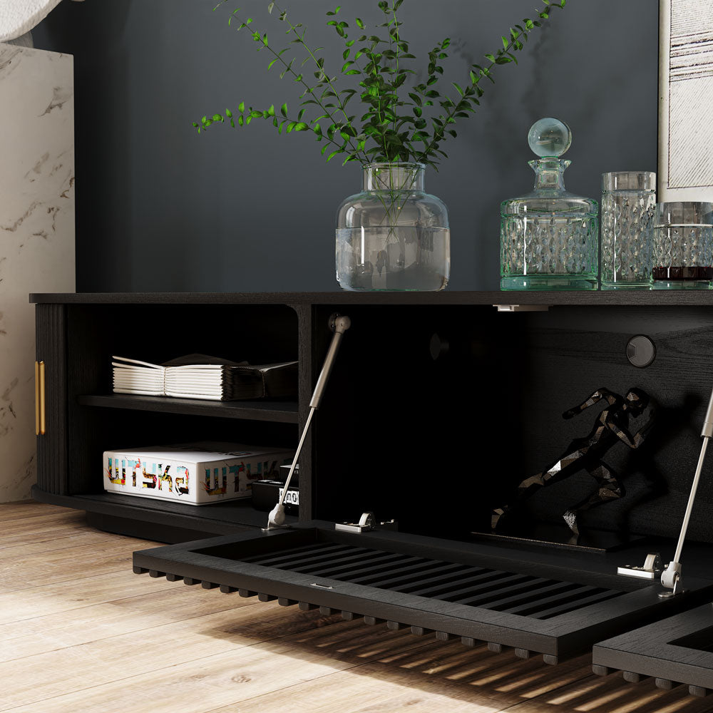 Solvra Mid-Century Tambour Door TV Stand