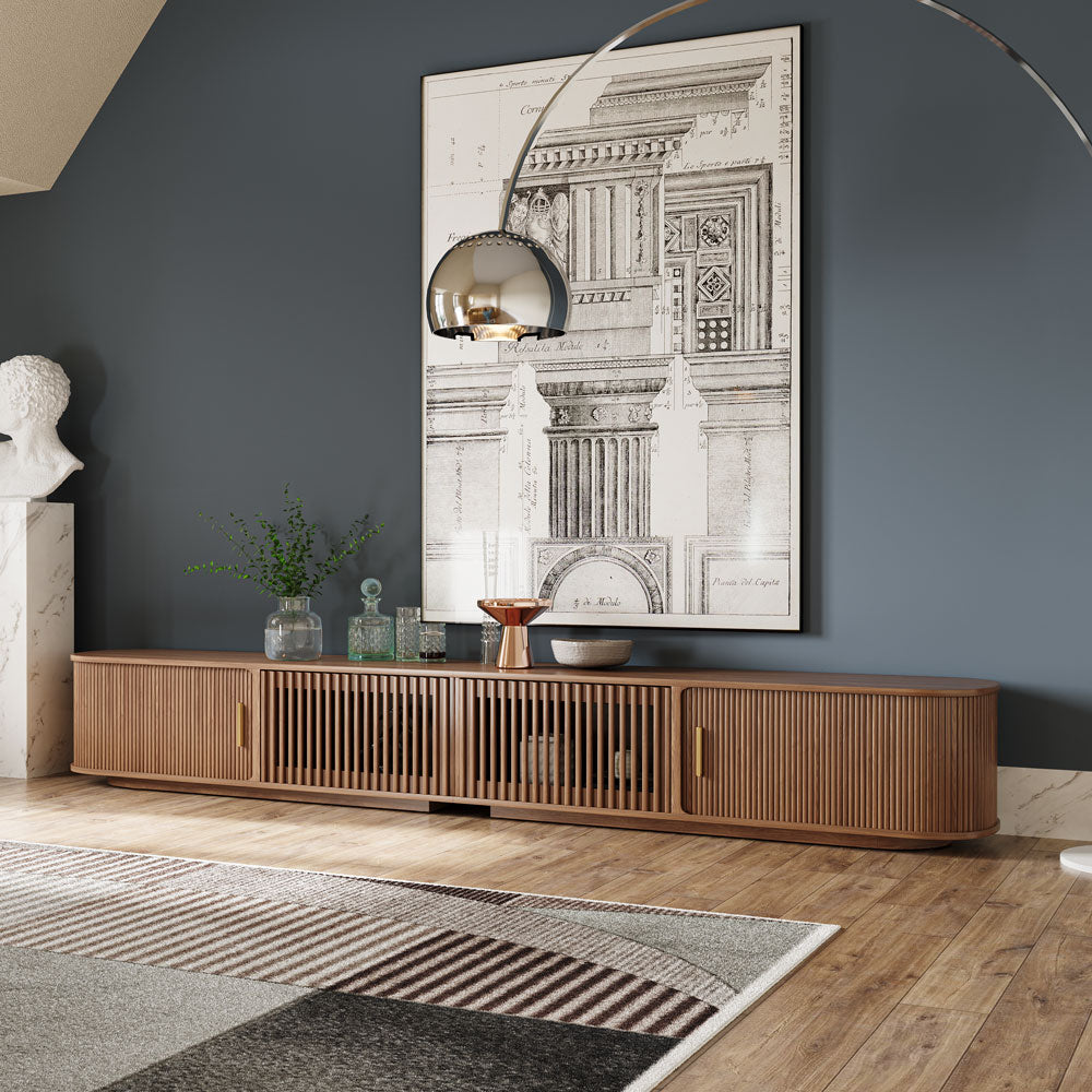 Solvra Mid-Century Tambour Door TV Stand
