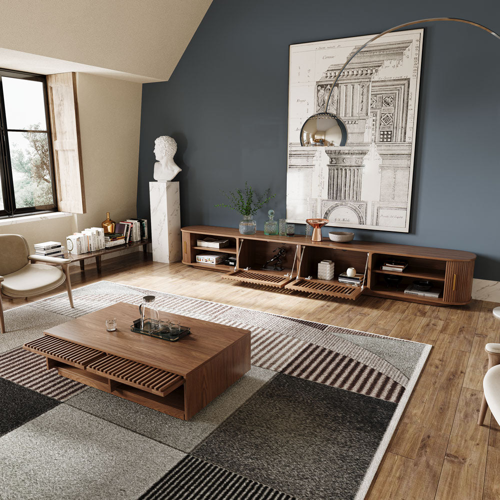 Solvra Mid-Century Tambour Door TV Stand