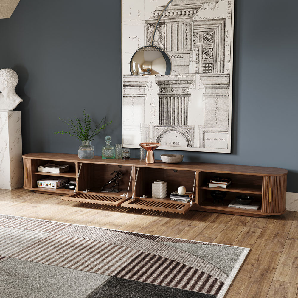 Solvra Mid-Century Tambour Door TV Stand