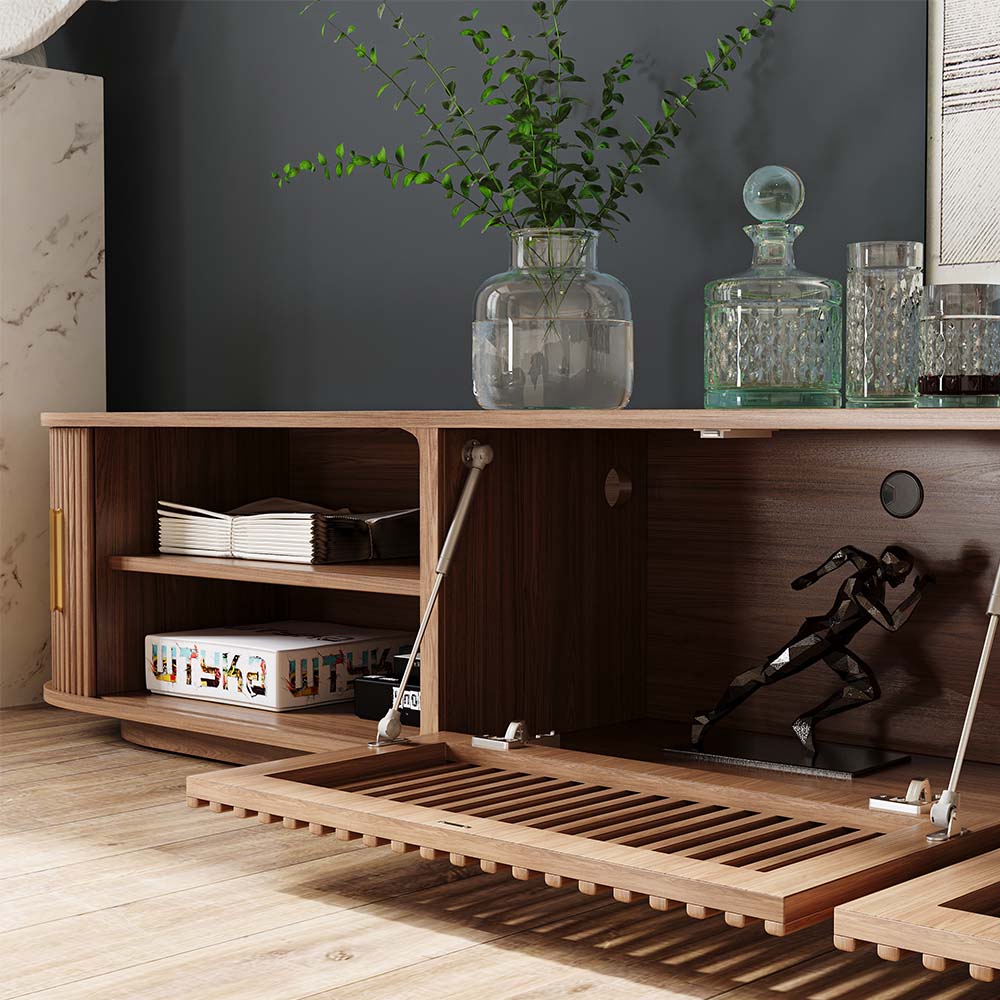 Solvra Mid-Century Tambour Door TV Stand