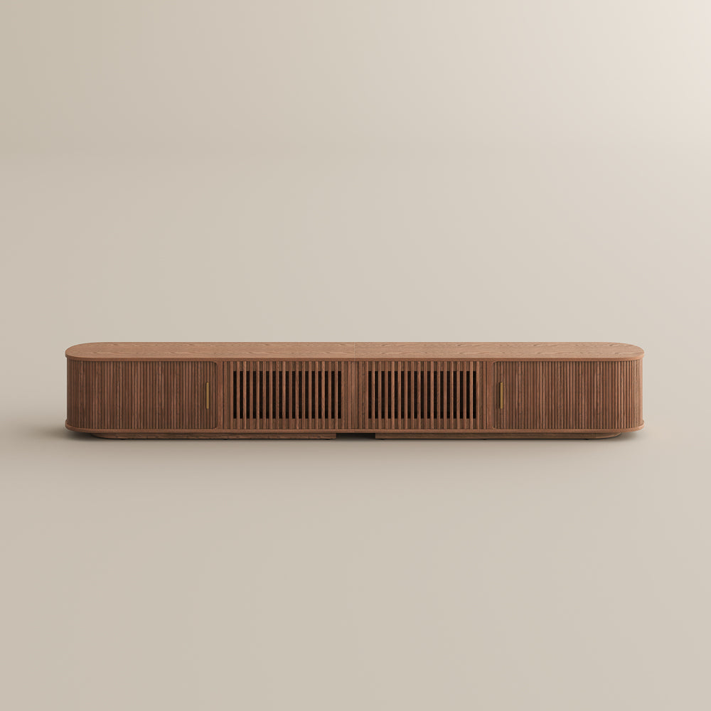 Solvra Mid-Century Tambour Door TV Stand