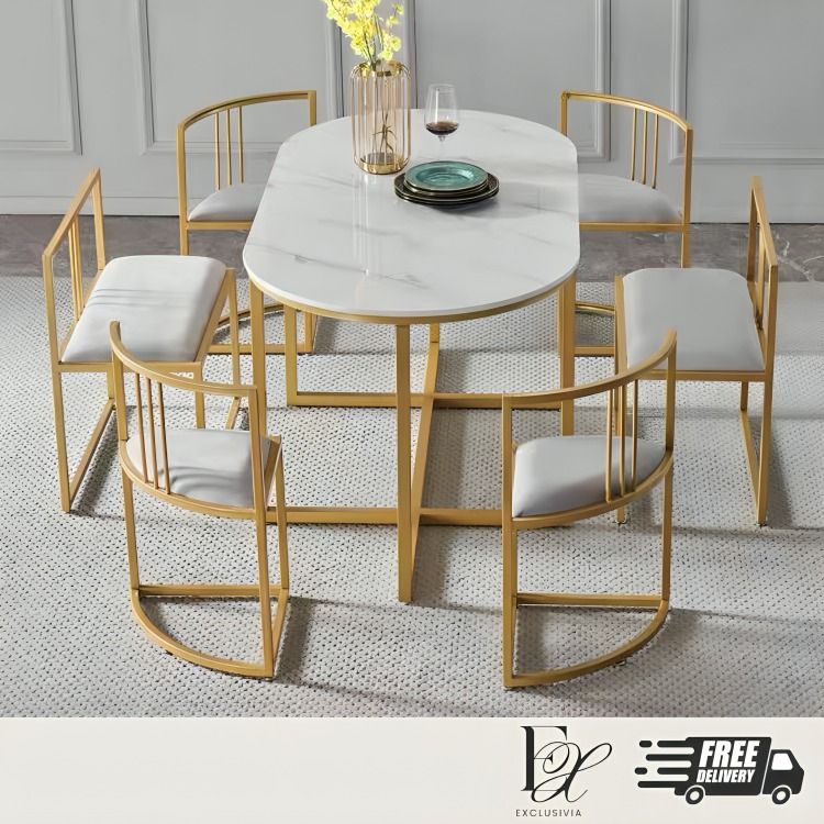 ORDNA Modern Sintered Stone Dining Table Set - Exclusivia