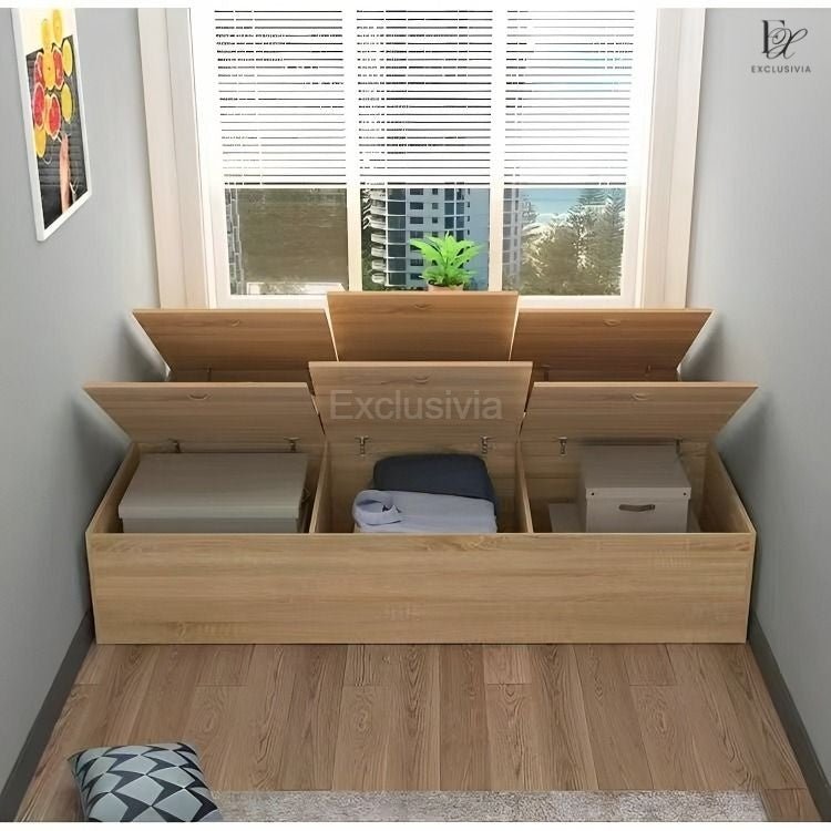 OSAKA Wood Storage Platform Bed - Exclusivia