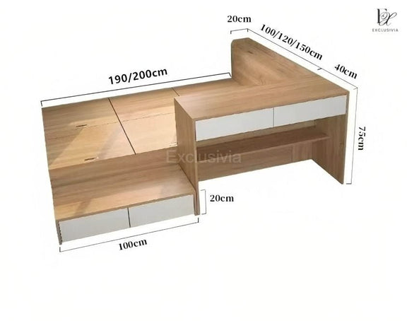 OSAKA Wood Storage Platform Bed - Exclusivia