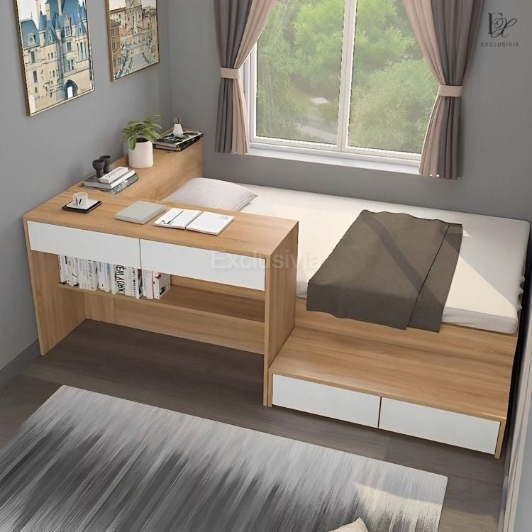 OSAKA Wood Storage Platform Bed - Exclusivia