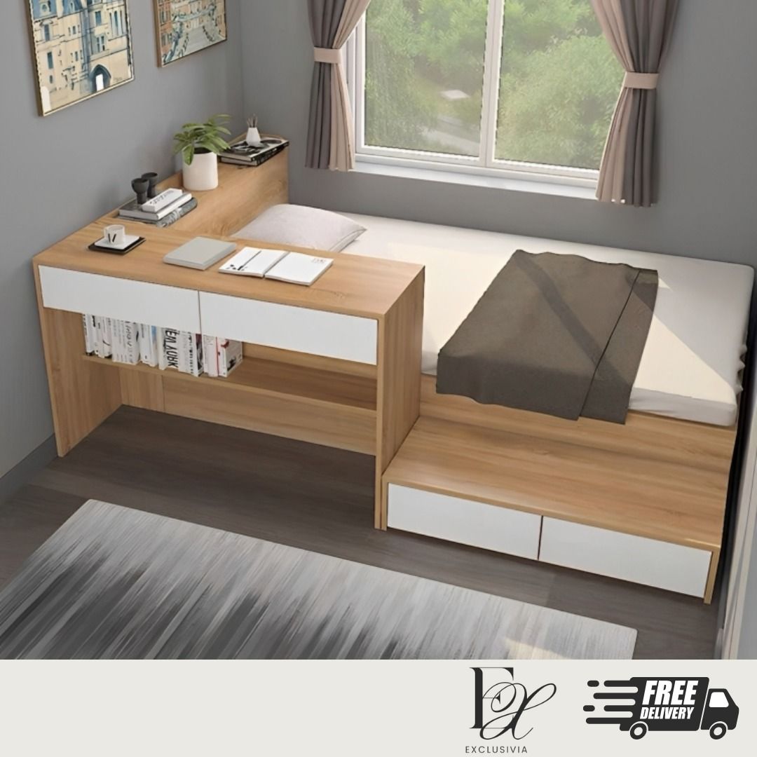 OSAKA Wood Storage Platform Bed - Exclusivia