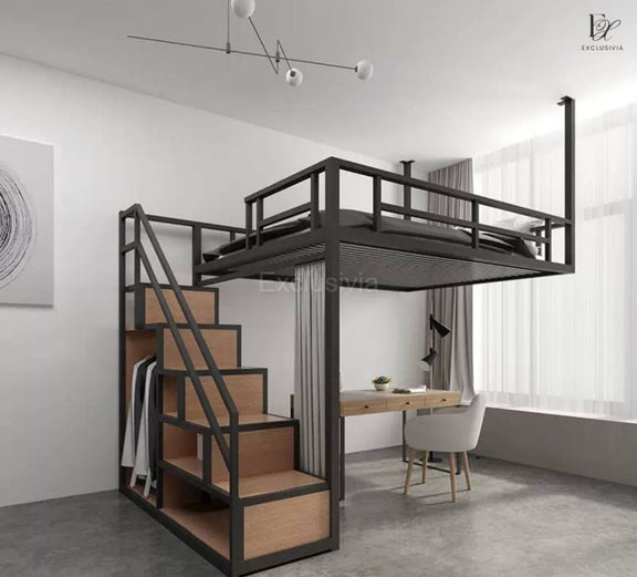 PASO Modern Industrial Loft Bed - Exclusivia