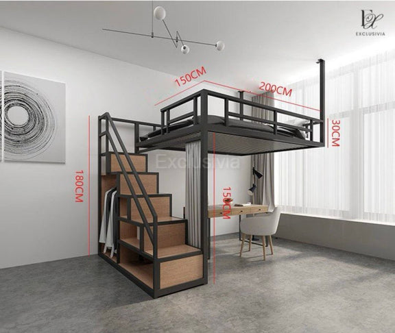 PASO Modern Industrial Loft Bed - Exclusivia