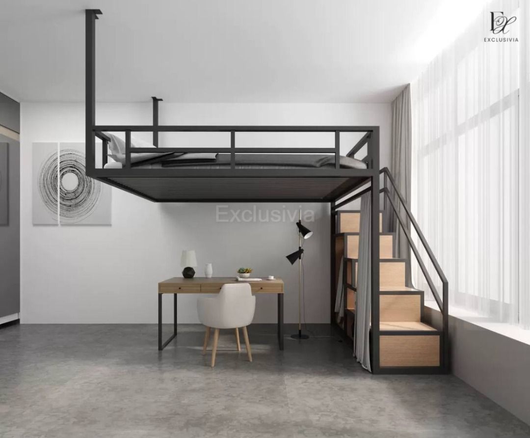 PASO Modern Industrial Loft Bed - Exclusivia