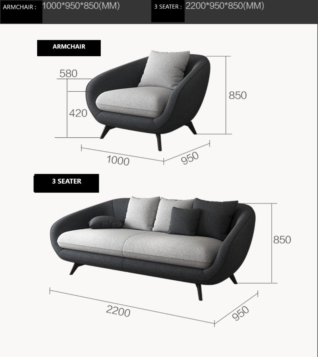 Pebble Modern Fabric Sofa - Exclusivia