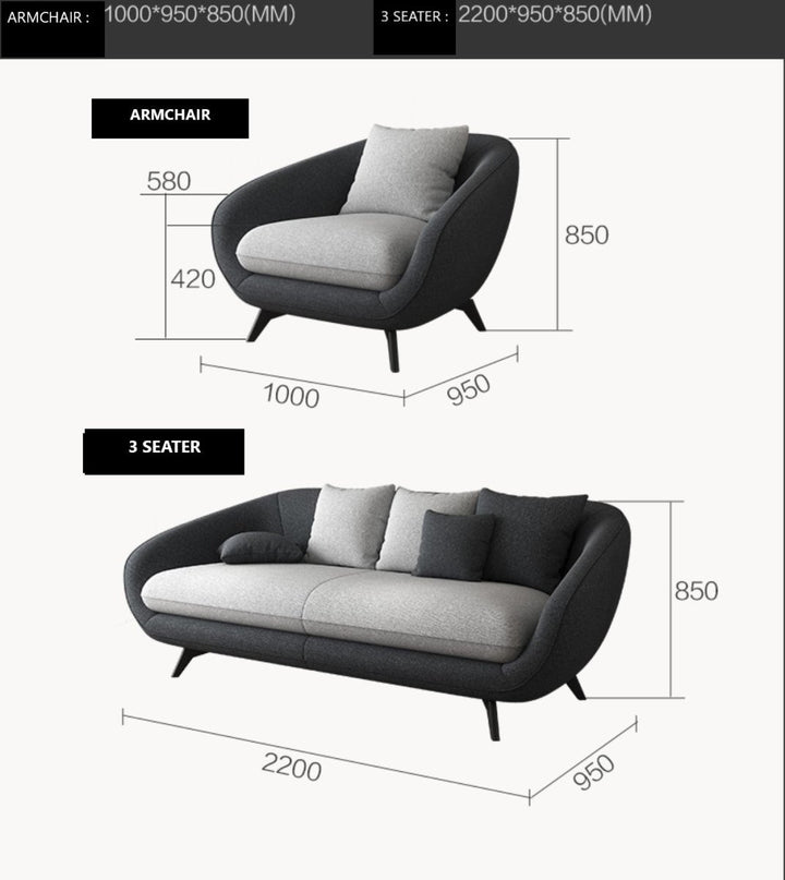 Pebble Modern Fabric Sofa - Exclusivia