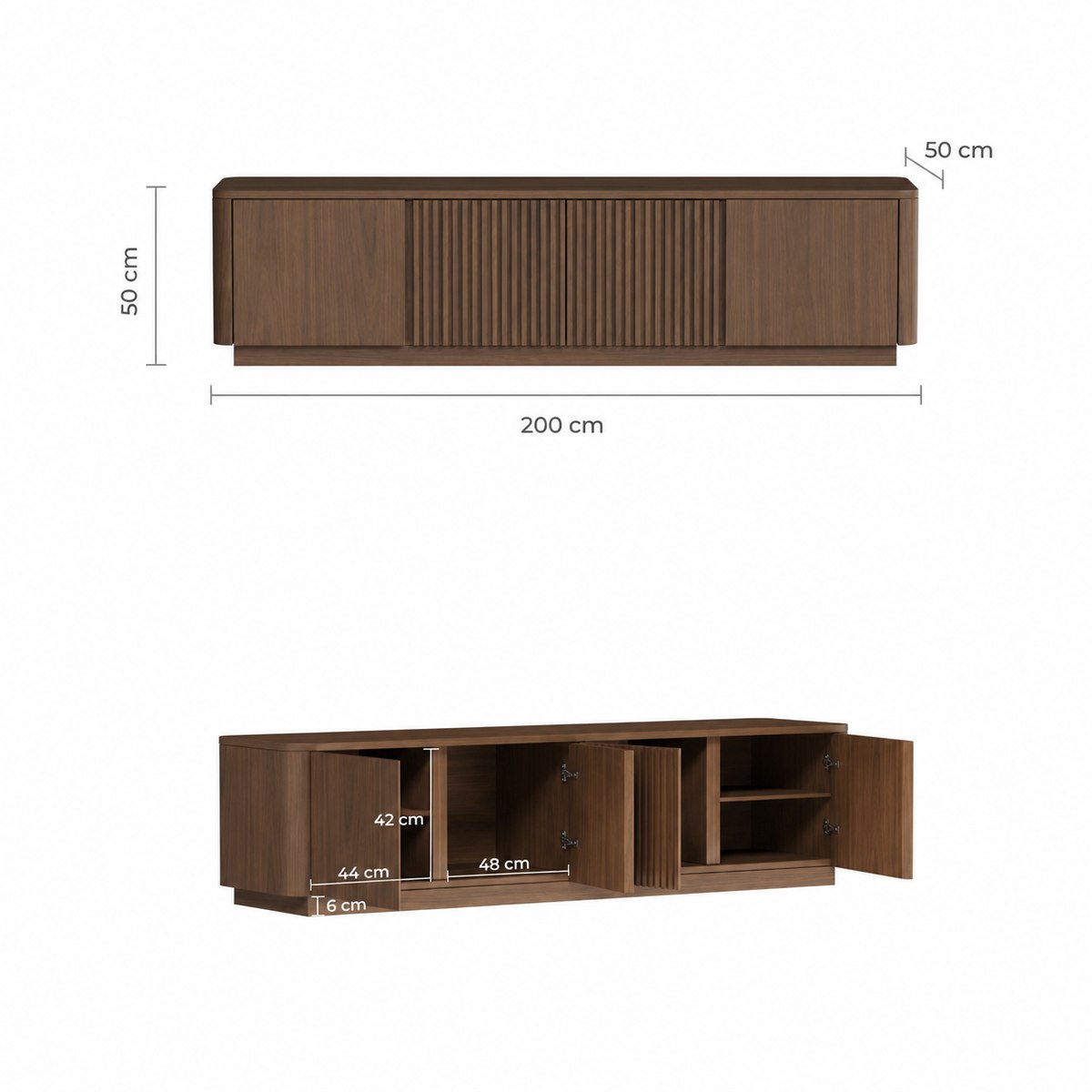 Corvina 200 cm Fluted TV Stand