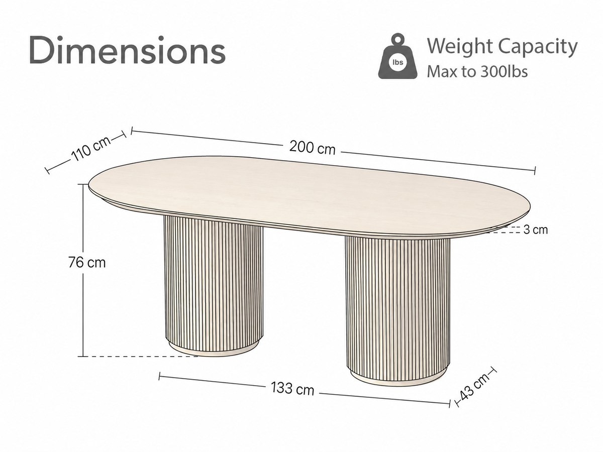 Corvina Oval Fluted Dining Table