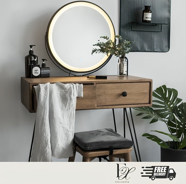 PREY Vintage Solid Wood Vanity Table Set - Exclusivia