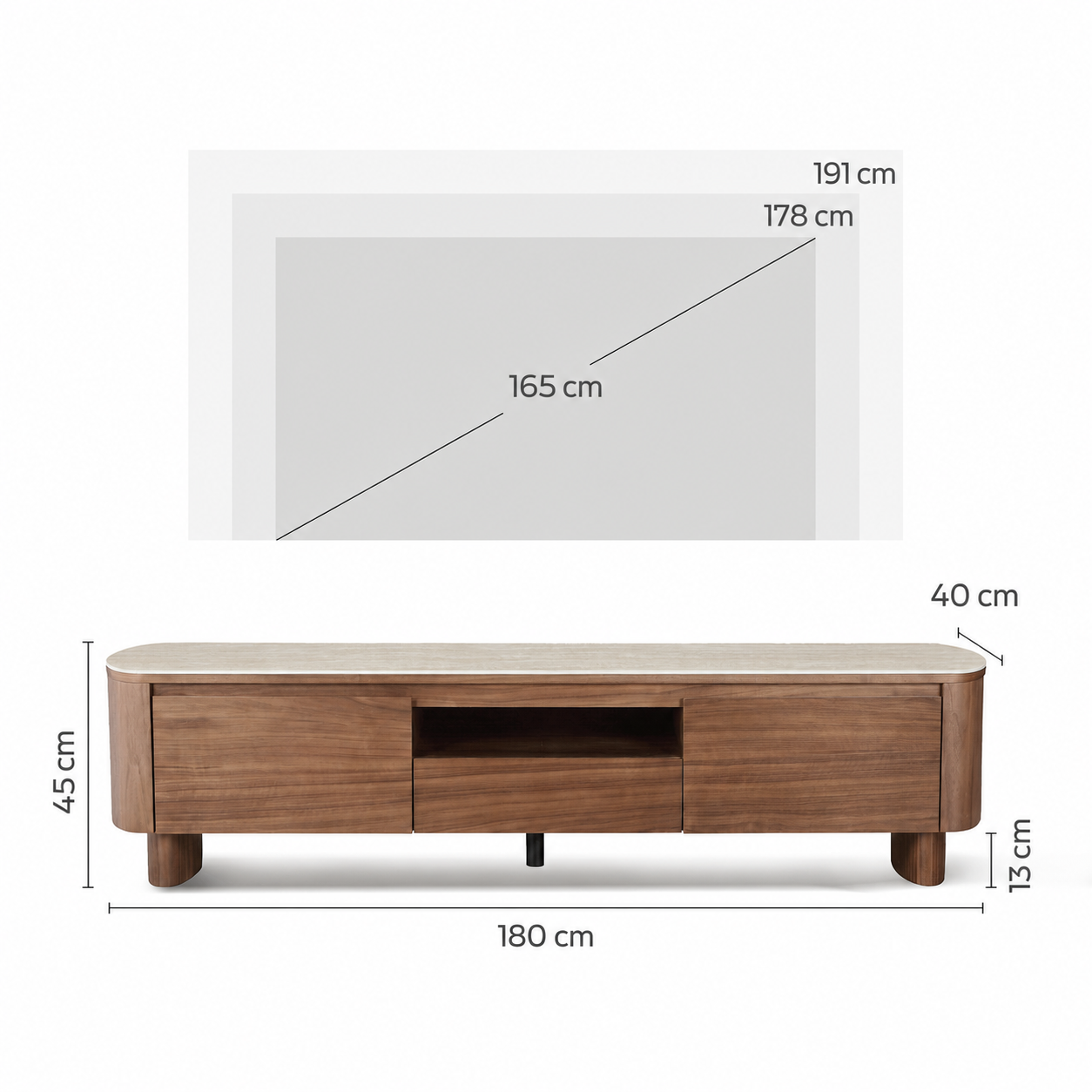 Clavon TV Unit with Travertine Top