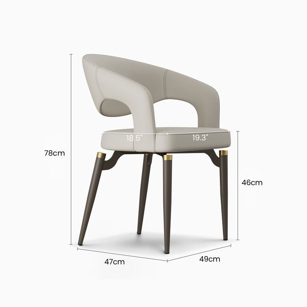 كراسي طعام جلدية بمسند ذراع من فيلين (مجموعة من قطعتين)