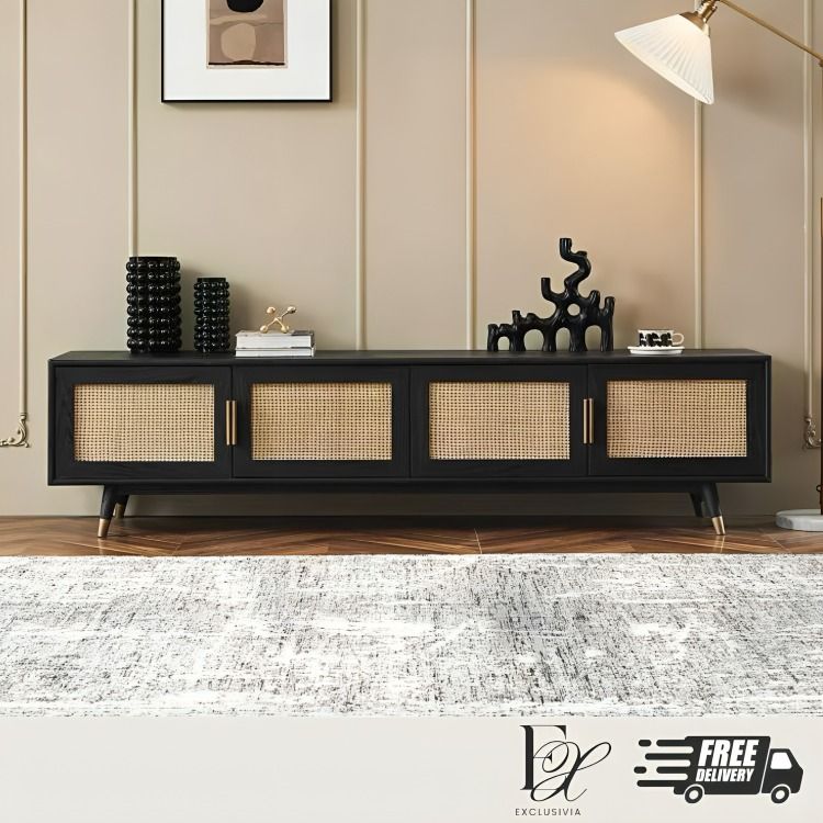 RENS Mid Century Rattan TV Console - Exclusivia