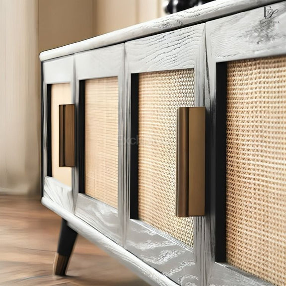 RENS Mid Century Rattan TV Console - Exclusivia