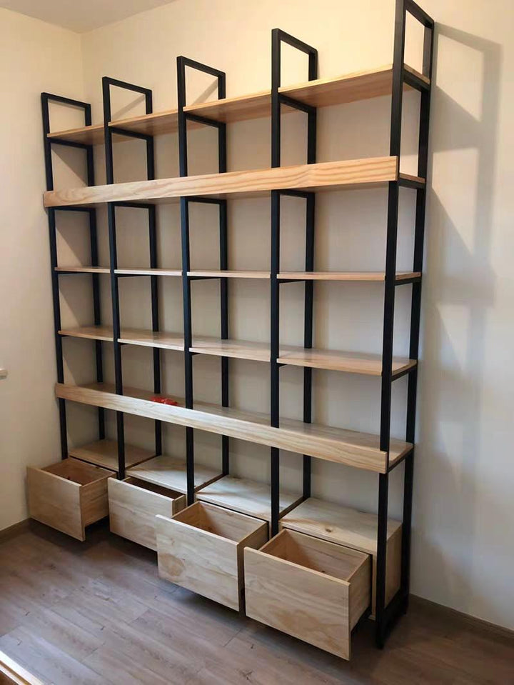 Revel Modern Industrial Solid Wood Bookshelf - Exclusivia