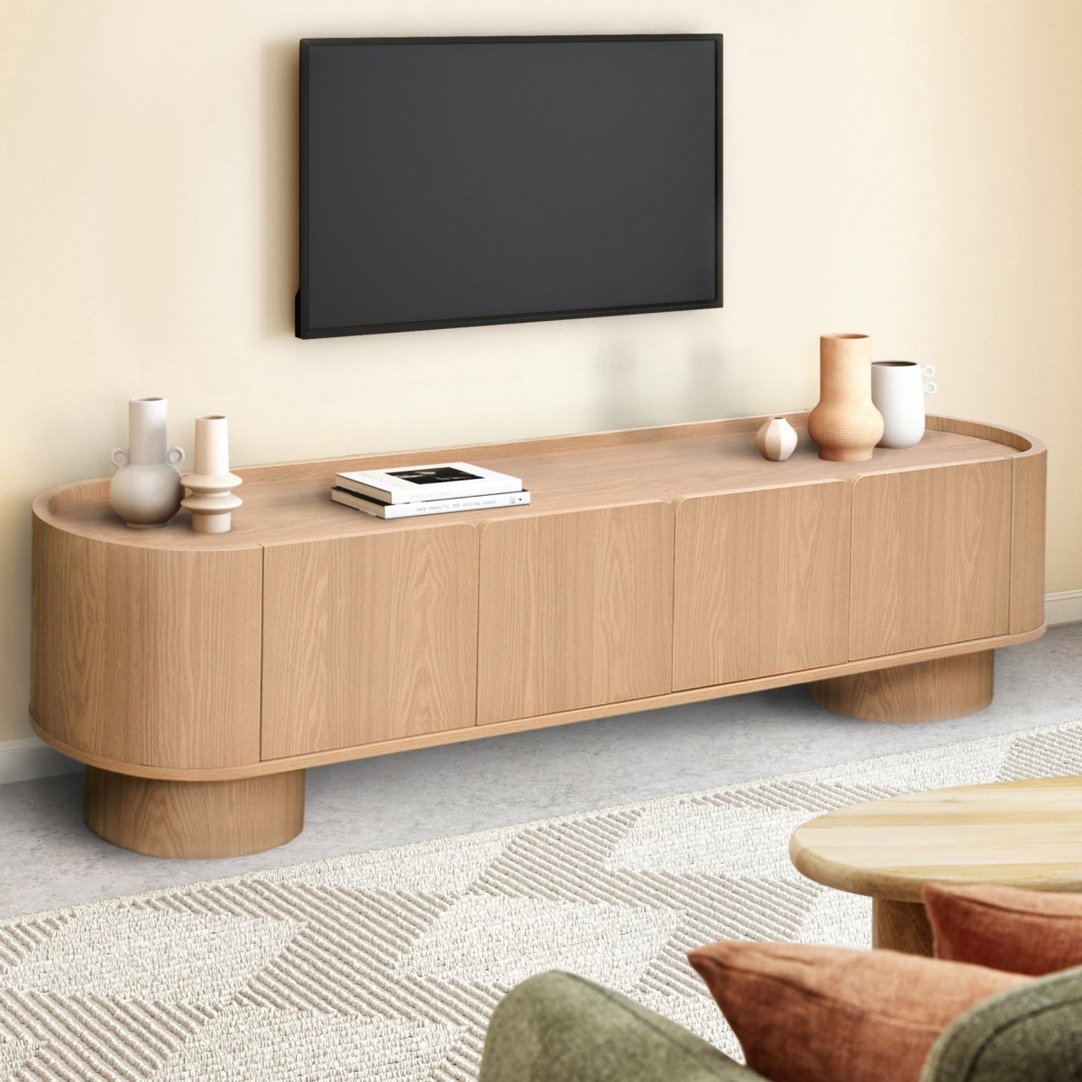 Rhea Oak TV Unit, 180 cm - Exclusivia