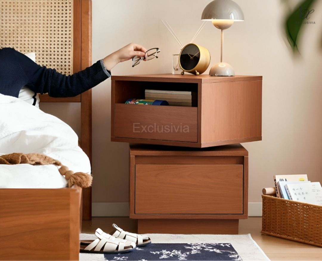 RHETT Japandi Rotatable Bedside Table - Exclusivia