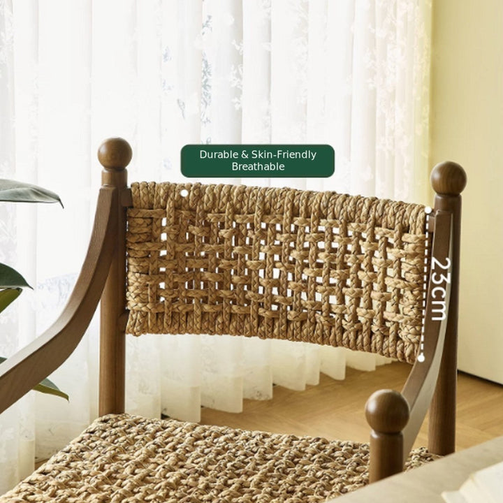 RIVANA Rustic Rattan Solid Wood Dining Chair - Exclusivia