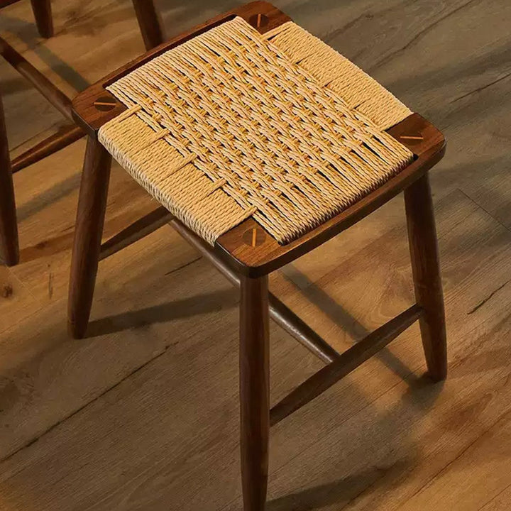 RIVANA Rustic Rattan Solid Wood Dining Chair - Exclusivia