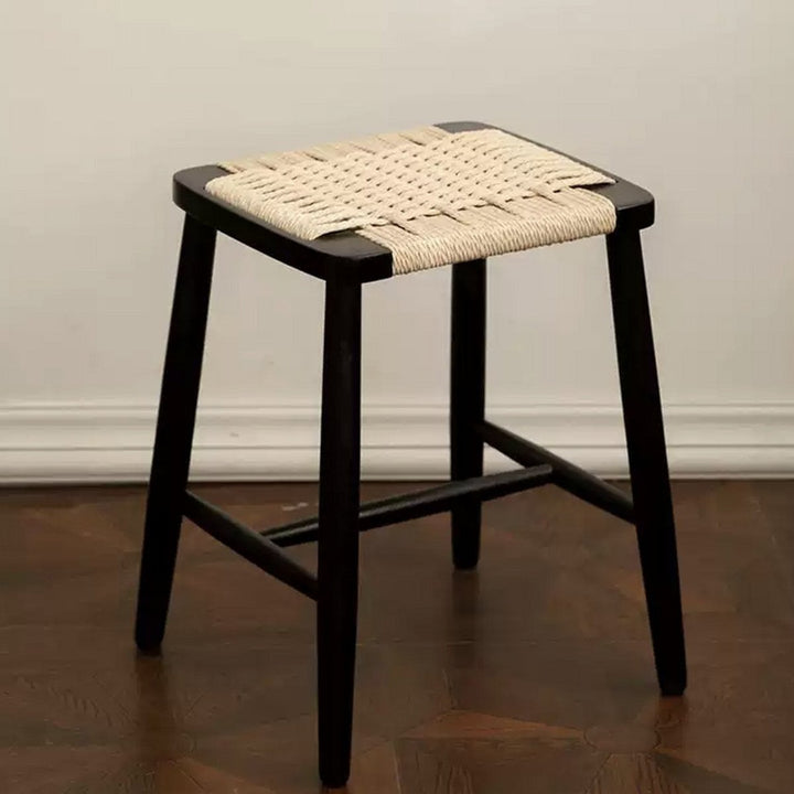 RIVANA Rustic Rattan Solid Wood Dining Chair - Exclusivia