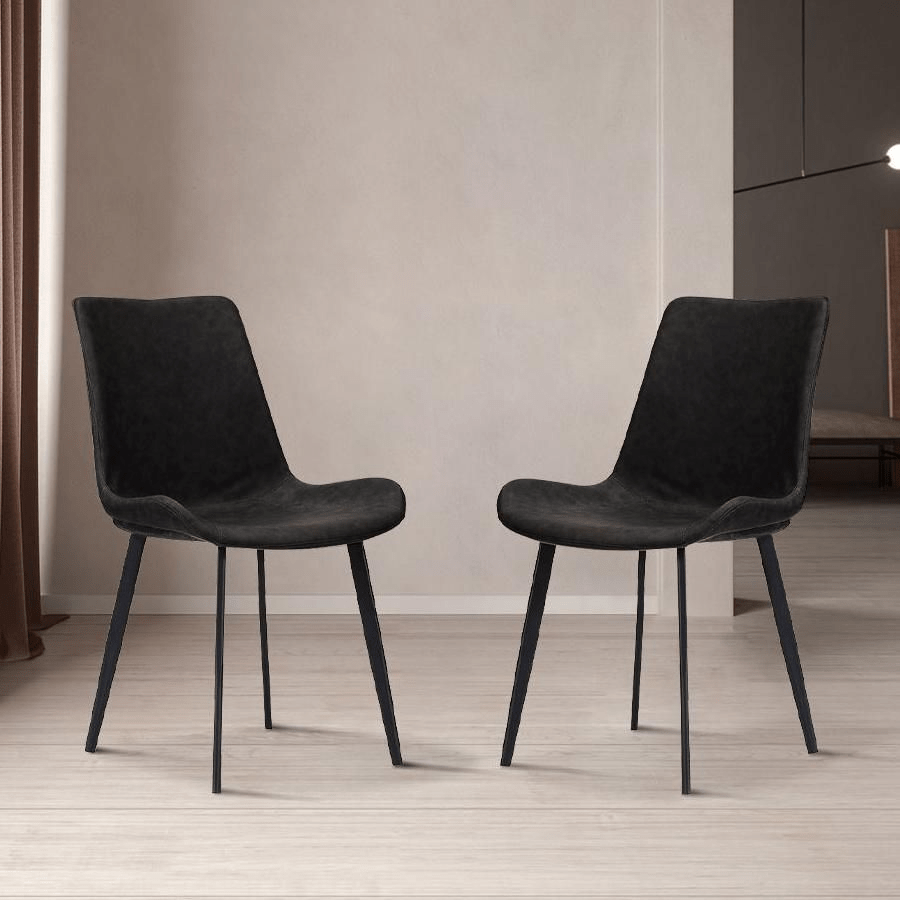 Rivaro Contemporary Leather Dining Chairs (Set of 2) - Exclusivia