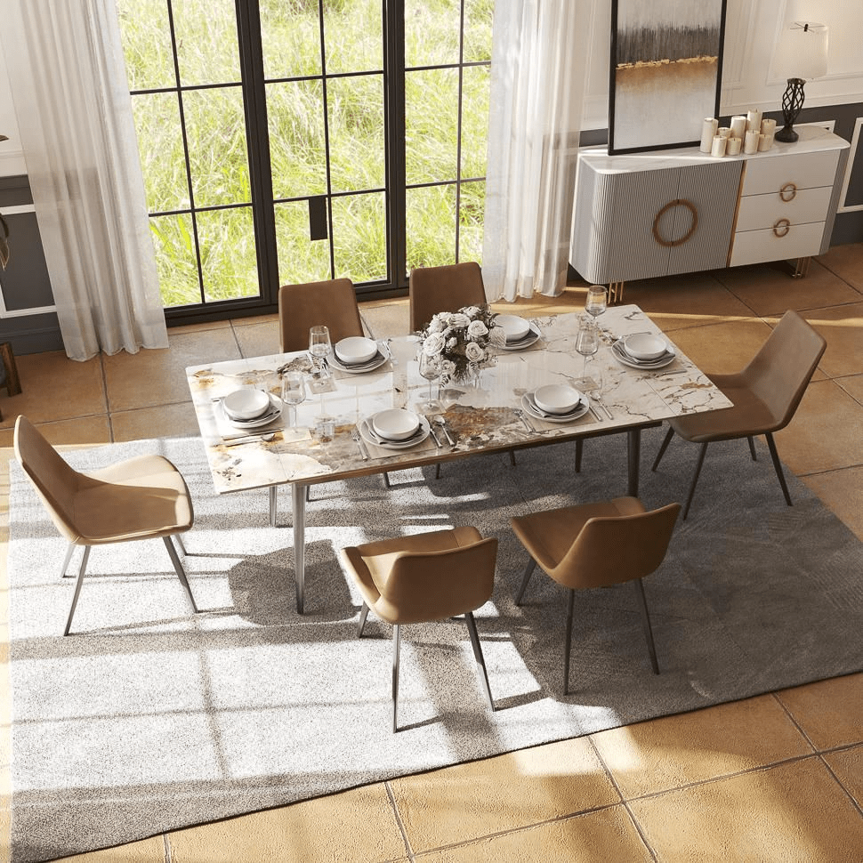 Rivaro Contemporary Leather Dining Chairs (Set of 2) - Exclusivia