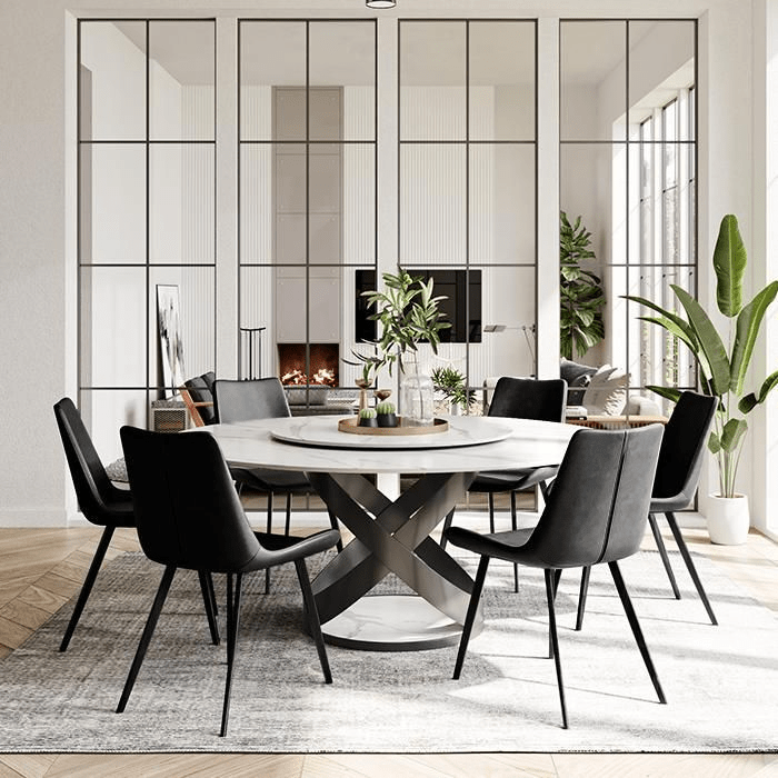 Rivaro Contemporary Leather Dining Chairs (Set of 2) - Exclusivia