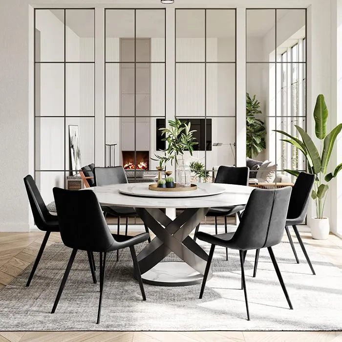 Rivaro Contemporary Leather Dining Chairs (Set of 2) - Exclusivia