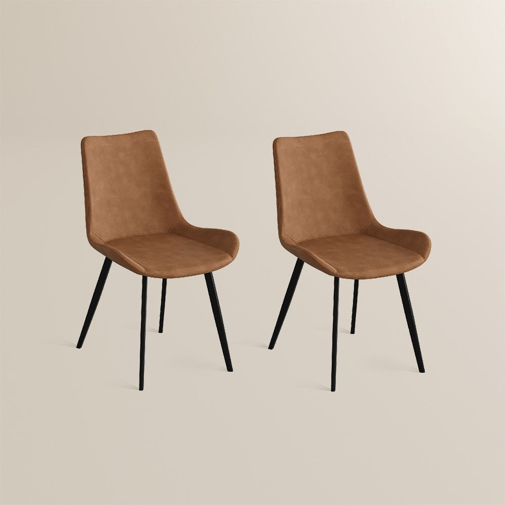 Rivaro Contemporary Leather Dining Chairs (Set of 2) - Exclusivia