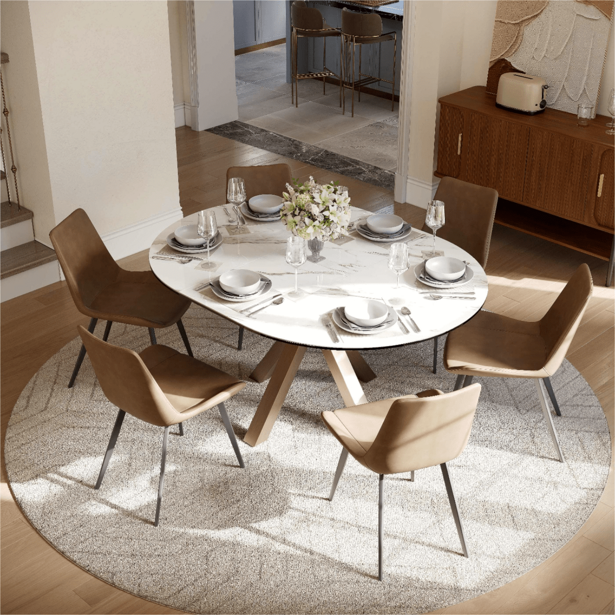 Rivaro Contemporary Leather Dining Chairs (Set of 2) - Exclusivia